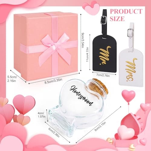 Wedding Gift Honeymoon Sand Keepsake Jar Set with Mr and Mrs Luggage Tags for Couple Valentine Day Decor, Perfect Honeymoon Gifts for Couples,Bridal Shower Souvenirs, Romantic Travel Accessories — view 2