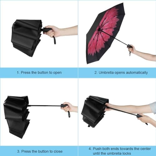 Aolso Travel Umbrella - Windproof Automatic, 8 Ribs Compact Folding, Auto Open/Close, Portable for Men & Women — view 3
