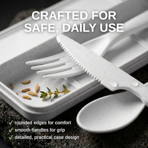 Wrova Reusable Plastic Cutlery Set 24-Piece Cutlery with Knife and Fork Set — view 3