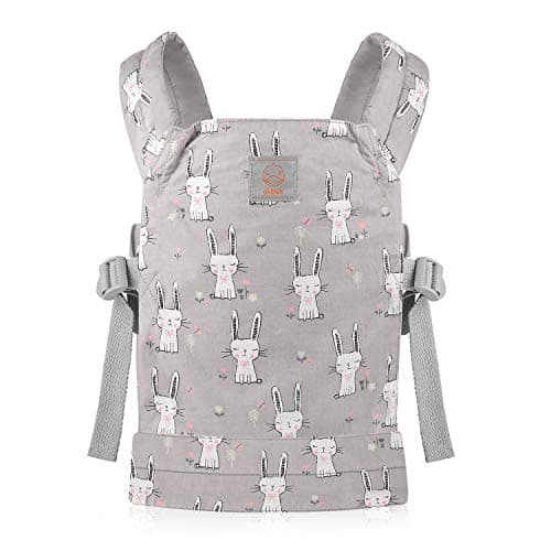 GAGAKU Baby Doll Carrier for Kids, Baby Carrier for Dolls, Reborn Baby Dolls Accessories, Doll Carriers with Adjustable Straps for Little Girls, Grey - Rabbit
