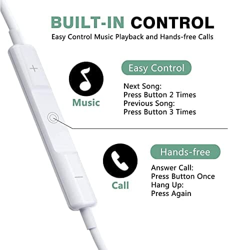 Ymdei In-Ear Headphones with Microphone Volume Control Earbuds Noise Isolating 3.5mm Jack Lightweight Earphones for Samsung,HUAWEI,iPad,iPhone,iPod,Xiaomi,PC,Laptop,Tablets and More device — view 2