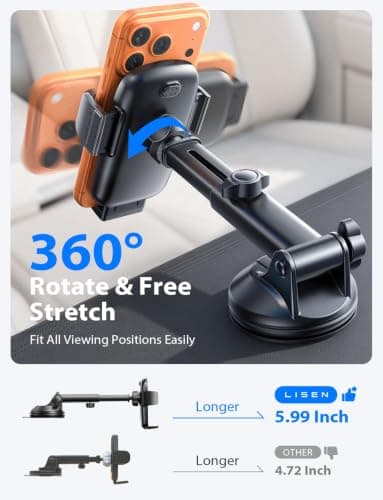 LISEN Car Phone Holder, Mobile Dashboard Phone Holder for Cars Air Vent — view 4