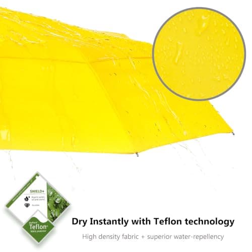 Ergonauts Travel Umbrella Windproof Vented Double Canopy – Teflon Coating, Ergonomic Handle & Protective Sleeve – Portable Compact Foldable Lightweight Design and High Wind Resistance (Yellow) — view 3