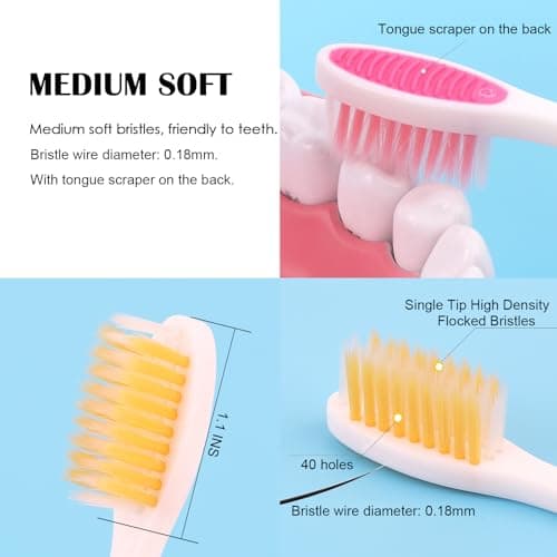 EasyHonor Travel Toothbrush Bulk, Folding Toothbrush with Medium Soft bristles, for Hiking, Camping, Traveling, School, and Home Supplies. (12 Pcs) — view 4