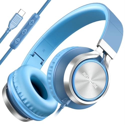 INFURTURE Kids Wired Headphones USB-C Over Ear Headphones for Student