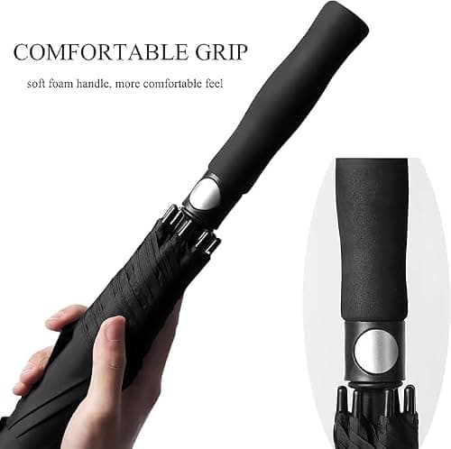 Gadgetking Large Golf Umbrella Windproof Wind Canopy Sports Manual Black Mens Women Ladies Gents Wedding Funeral Event Strong Stick Travel Automatic Auto — view 6