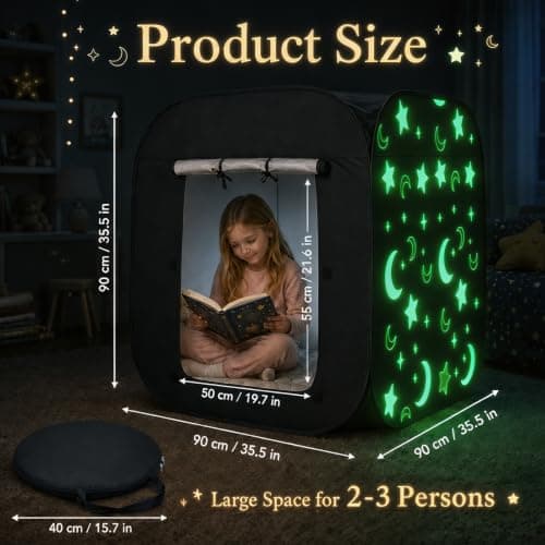 Normodic Sensory Tent, Blackout Sensory Tent for Kids, Pop Up Black Out Den for Autism, Calm Down Corner for Autistic Children Anxiety Relief with Travel Bag, Play and Relax Corner (Square) — view 5