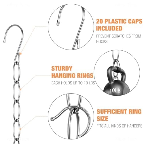 NiHome 10-Pack Space Saving Clothing Chain Hanger, Foldable Metal, Silver — view 3