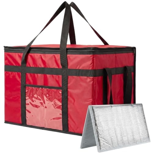 70L Insulated Thermal Bag for Food Delivery – Extra Large Cooler Bag, Heavy Duty Foldable Cool Bag for Grocery Shopping, Picnic & Commercial Use (1, Red-70l)