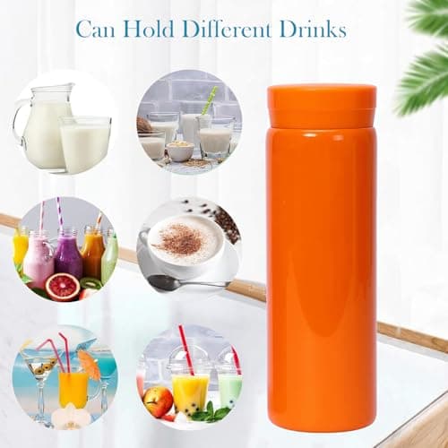 300ml Small Flask, Reusable Vacuum Insulated Stainless Steel Insulated Tumbler Water Bottle with Leakproof Lid for Hot & Cold Drinks, Portable Coffee Mug for Travel (Orange) — view 5