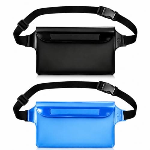 2 Pack Waterproof Pouch Bag with Adjustable Waist Strap, IP68 Waterproof Bumbags and Waterproof Phone Pouches, Large Capacity Dry Bags for Beach, Swimming Bags, Paddleboard Accessories