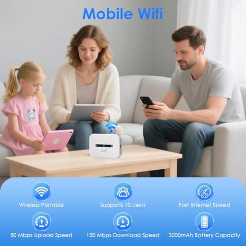 4G/5G Portable Wifi Travel Router,4G LTE WiFi Hotspot with SIM Card Slot,Pocket 4G Internet Hotspot Up To 10 Users for Travel Phone Computer Laptop,3000mAh Portable Travel Mobile WiFi — view 3