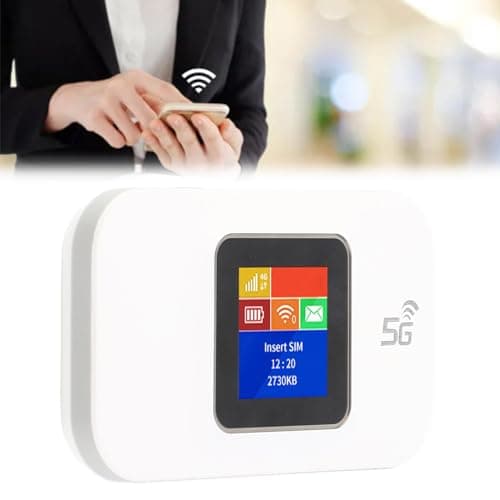 Ghzste Mobile WiFi Hotspot Router 4G Portable WiFi 1.44in Color Screen Mobile Hotspot Router with Micro SIM Card Slot for Phone Tablet Laptop (White) — view 4