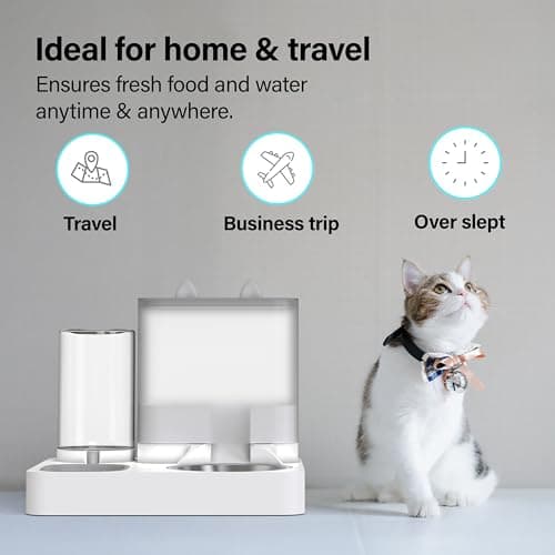 2 in 1 Automatic Pet Feeder, Food and Water Dispenser, for Small Cats And Dogs, 2.2L Food Feeder 1L Water Dispenser Gravity Dispenser Station for Home Travel Dark Grey — view 4
