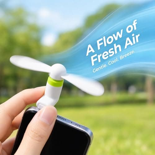 Beavorty 5pcs Mini Cell Phone Fan 2-in-1 : Phone Fan Bulk Usb C Micro Usb Portable Air Cooler with Two Leaves Cooling Ventilator for Travel Bus Subway — view 5