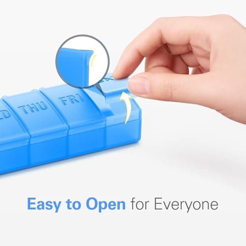 Barhon Pill Organizer Large, Weekly Medicine Pill Organizers, 7 Day Pills Box Case Travel for Big Vitamin Supplements Fish Oil, Navy Blue — view 6