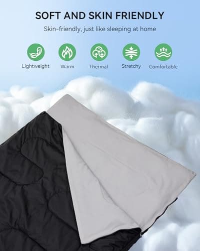 Warmiehomy Double Sleeping Bags for Adults with 2 Pillows, 3 Season King Size Sleeping Bag, 300 GSM Waterproof XL Sleeping Bag with Carrying Bag for Indoor & Outdoor Use, Warm Camping Quilt(Black) — view 3