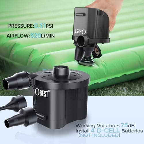 OBEST Electric Air Pump, Battery Powered, Portable USB Mini Inflator/Deflator for Inflatables, Mattress, Pool, Outdoor Pool, Boat — view 2