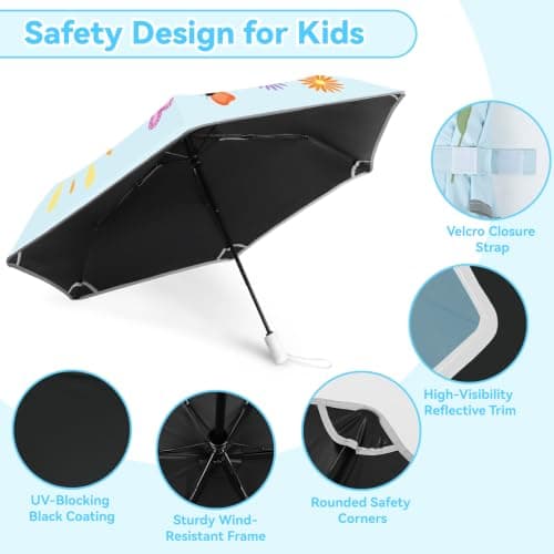 Kids Folding Umbrella Auto Open and Close, 6-Rib Reinforced Canopy for Kids — view 4