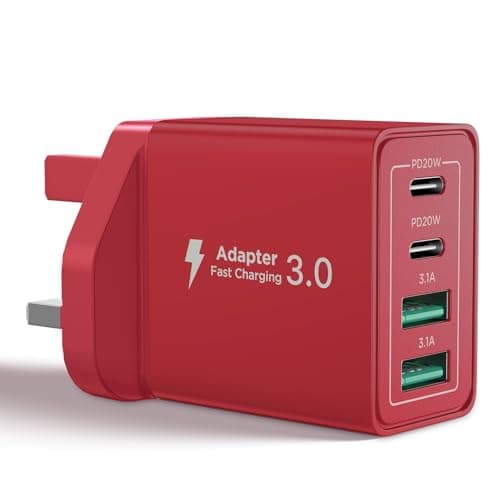 USB C Plug,40W 4-Port Fast Charger Plug Dual Port PD Power Adapter + QC Mains Wall Chargers Type C Charger Plug for iPhone 16 15 14 13 12 Pro Max 8 iPad, Samsung