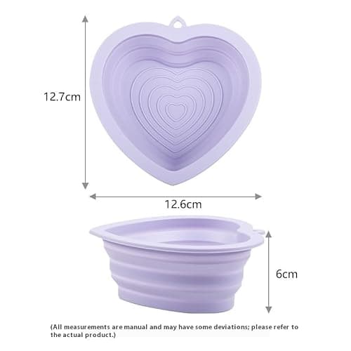 350ml Foldable Pet Water Bowl with Carabiner, Heart-Shaped Silicone Portable Water feeder Cup for Dog cats, Outdoor Dog watering feeding Dish, Small Puppy Travel playing disc- 2 Pack (purple) — view 2