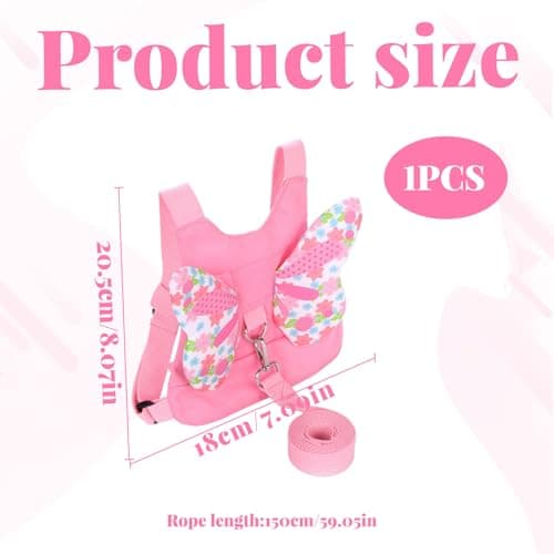Toddler Leash Harness,Reins for Toddlers Girls,3-in-1 Backpack Leash for Toddlers,Butterfly Wings Design Toddler Reins for Walking 1-3 Years,Adjustable Safety Child Reins for Walking,1-6 Years (Pink) — view 2