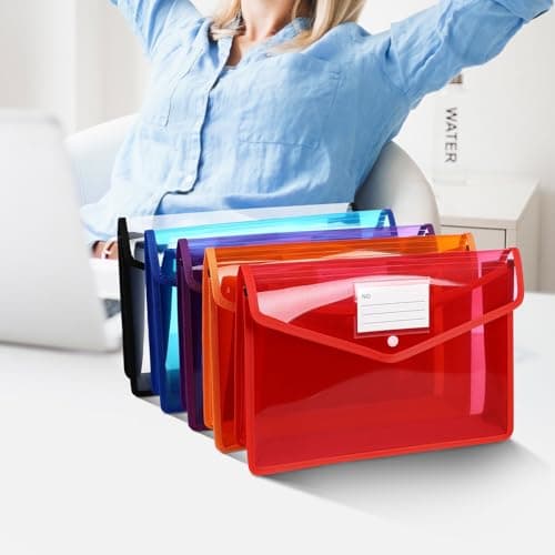 5pcs A4 Document Bag PP Button Closure File Envelope — view 4