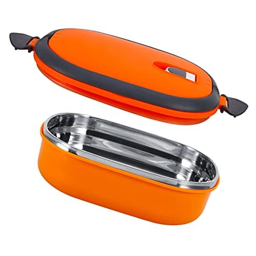 Raguso Single Layer Thermal Lunch Box , Stainless Steel Lunch Box , Portable Carry Hand Thermal Food Container , for Student Work Picnic , Travel , Camping(Orange) — view 5