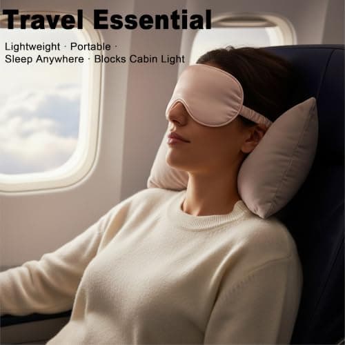Sleep Mask for Adults - Satin Eye Mask for Night Sleep, Travel & Nap - Super Soft, Blackout, Anti-Allergy Eye Cover for Women & Men (Light Pink) — view 6