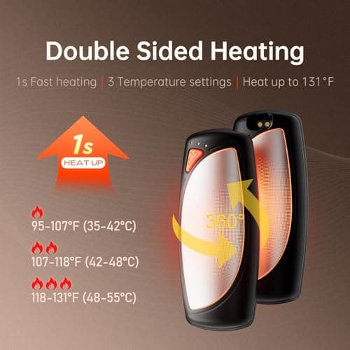 COTOP Hand Warmers Rechargeable 2 packs with Charging Case, Gifts for Men Women,14000mAh Up to 36 hours Reusable Electric Hand Heater, Quick Charge Portable Warmers for Outdoors, Camping, Inky-Silver — view 3