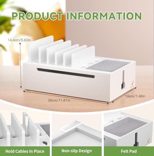 Pezin & Hulin Bamboo Charging Station for Multiple Devices White — view 4