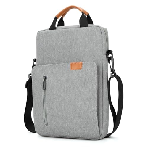 jooeer 13-14 Inch Laptop Sleeve Case Waterproof Polyester Shoulder Bag Compatible with MacBook Air Pro M4 M3 M2 M1, Surface Pro (Grey, 14 Inch)