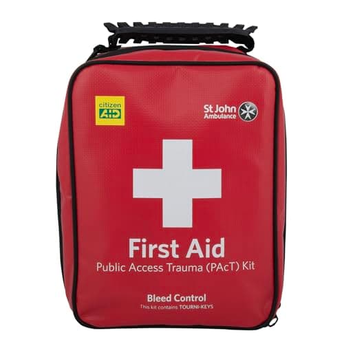 St John Ambulance Zenith Public Access Trauma (Pact) First Aid Kit with Tourni-Key | for Critical Injuries | Includes Military-Grade Wound Dressings, Tourni-Keys, and Specialist PPE