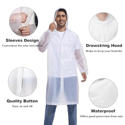 YingErTool Rain Poncho Raincoats, 2 Pcs EVA Reusable Rain Coat Jacket — view 3