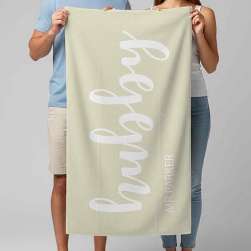 Print Maniacs Custom Hubby Wifey Beach Towel Personalised Couple Name Microfibre Towel Large Quick Dry Lightweight Travel Towel Honeymoon Holiday Pool Spa Gift — view 6