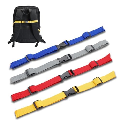Nasxkji 4 Pcs Backpack Chest Strap Adjustable (Gray/Yellow/Navy Blue/Red)