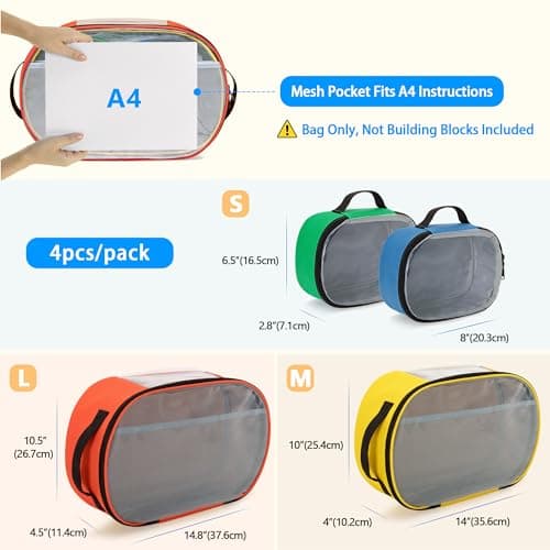 Rexmica 4pcs Toy Storage Organiser Bag for Building Bricks, Ellipse — view 2
