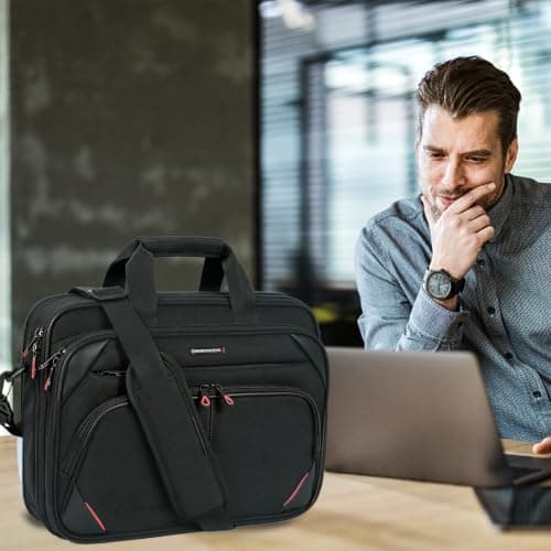 KROSER Laptop Bag 15.6 Inch Water Repellent Briefcase Computer Laptop Case Shoulder Bag Bussiness Carrying Handbag Laptop Briefcase Sleeve for Women/Men, Grey — view 2