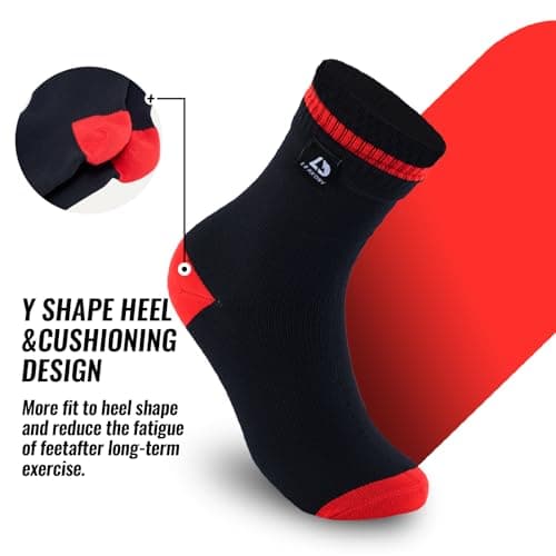 LEAKDRY Waterproof Socks,Breathable,Lightweight,Hiking,Running,Fishing,Unisex (UK, Alpha, L, Regular, Regular, Black Red) — view 3