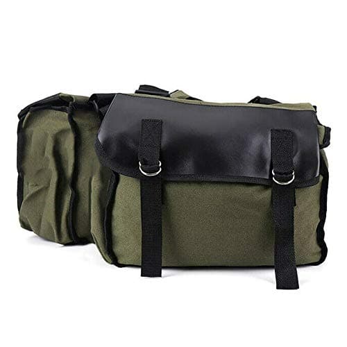 Olive Green Motorcycle Saddle Bag Travel Tool Storage Canvas Pouch Box Motorcycle Universal — view 3