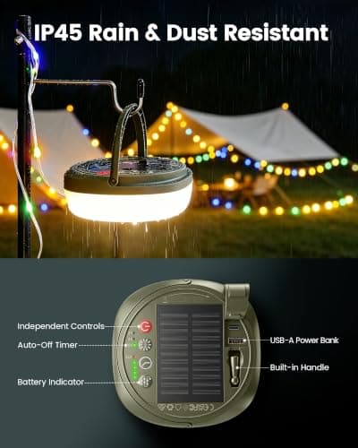 Glocusent Rechargeable Camping Light with 10m Camping String Light 130 LEDs — view 6