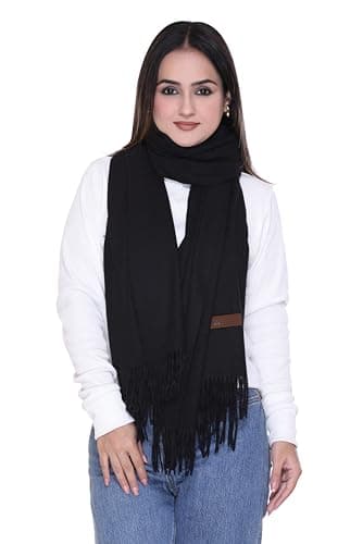 World of Shawls Luxurious Cashmere Feel Shawl Wrap for Women - Soft, Warm, Lightweight & Elegant, Perfect for Winter, Travel, Weddings or Gift (Black) — view 2