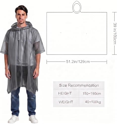 NAYEZH Rain Poncho for Adults, 2‑Pack Reusable Waterproof Cape with Hood — view 3