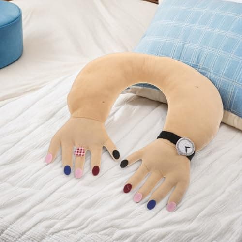 Gatuida Creative Neck Pillow Funny Hand-shaped Novelty Pillow for Airplane Travel U-shape Design Lightweight Portable for Home Office Road Trips — view 5