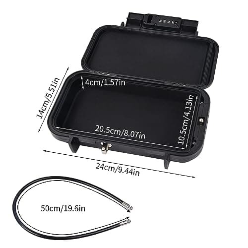 Portable Safe Box with Code, Waterproof Combination Security Case Lock Box, Travel Outdoor Key Safe Storage, Anti Theft Mini Lockable Box with Removable Wire Rope for Beach Dormitory Cars Travel Hotel — view 2