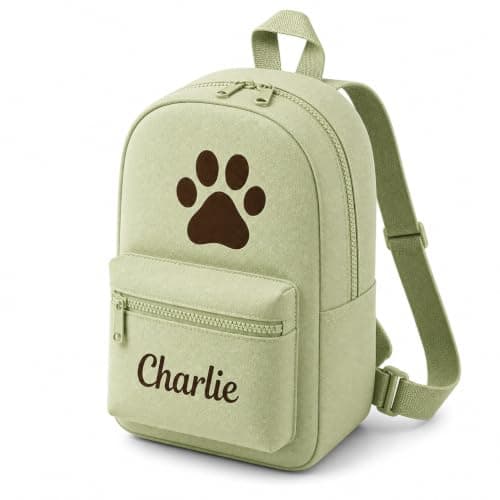 Hoolaroo Personalised Dog Bag Dog Walking Rucksack Doggy Daycare Backpack 35x23cm – Custom Name Pet Travel Organiser for Walks, Daycare, Hikes – Lightweight, Durable & Water-Resistant, Green