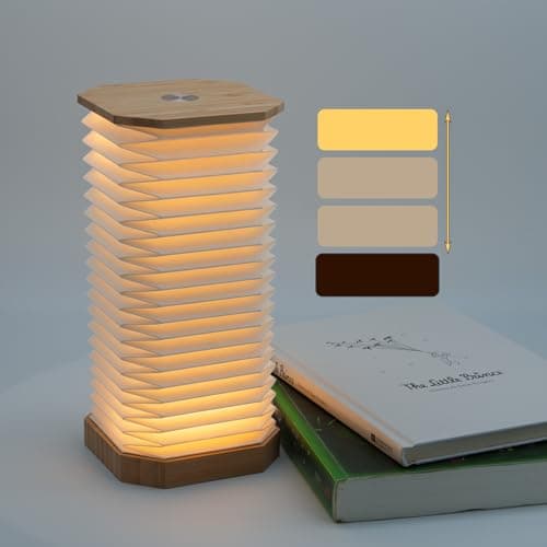 GanSan Portable Camping Lamp Foldable Bamboo Light, USB-C Rechargeable for Tent, Travel, Hiking & Emergency Compact Cordless Lamp