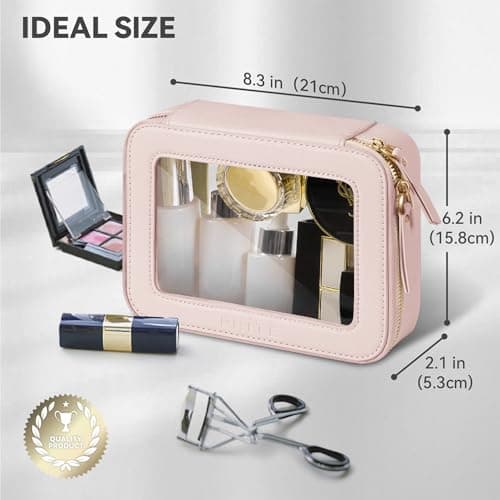Prite Clear Makeup Bag Cosmetic Case Travel Toiletry Bag, Pink, Standard — view 2