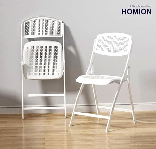 Folding Garden Chairs Plastic Folding Chair Indoor Outdoor Use Rattan Effect Foldable Chairs Seats for Alfresco Dining Patio Terrace Conservatory Balcony Decking Camping Caravan Lightweight (1, White) — view 4