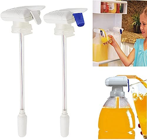 XYDESIGN Automatic Drink Dispenser, Spill Proof Portable Automatic Drink Straw, Electric Water Drink Pump Beverage Dispenser for Milk Juice Beer Beverage Bottle Without Battery (White & Blue)